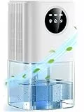 Déshumidificateur d'air 1800ML, Deshumidificateur Électrique Ultra-Silencieux (≤35 dB), Ambiance 7 LED Tactile, Arrêt Automatique, Appareil Portable avec Minuteur pour Dressing, Salle de Bain (Blanc)