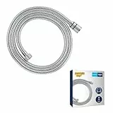 GROHE Flexible tuyau de douche salle de bains VitalioFlex métallique TwistStop, 1500mm, anti-pliures, finition brillante, raccord fileté universel 1/2', chromé, 22101000 (Import Allemagne)