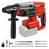 Roadtime 2.6J Hammer de forage professionnel 600W compatible avec batterie Milwaukee 18V(sans batterie), vitesse du marteau 980 tr/min,hammer combiné avec broche de forage 3x SDS PLUS,avec 4 fonctions