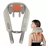 Snailax Masseur de nuque amélioré sans fil avec chaleur, masseur de nuque shiatsu 4D avec massage par pétrissage, masseur électrique pour nuque épaule dos jambe, cadeaux, Beige
