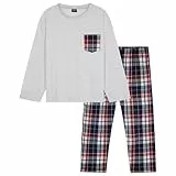 CityComfort Long Chaud Pyjama Homme, Vêtements de Nuit et Ado, 2 Pièces Set - Cadeau (Gris, L)