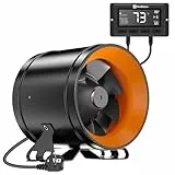 Hon&Guan Ventilateur d'extraction d'Air 150mm Silencieux avec Régulateur de Température Humidité Max. 689 m³/h, Ventilateur de Conduit avec Contrôleur Vitesse pour Tentes de Culture