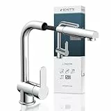 SCHÜTTE LONDON Robinet Cuisine avec Douchette Extensible Mitigeur, Rabattable Mitigeur Robinet Evier de Cuisine avec Douchette, Rotative à 360° Froid & Chaud Disponible, Chromé