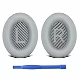 Wanme Coussinets d'oreille pour Bose QuietComfort 35 & Quiet Comfort 35 II Écouteur, Coussinets d'oreille en Cuir Protéiné Souple, Mousse d'isolation Phonique pour Bose QC 35ii/35/25/15 QC2/Ae2, Gris