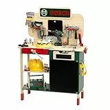 Theo Klein 8734 établi en Bois Bosch I Établi Robuste pour Enfants, réglable en Hauteur I Perceuse électrique sans Fil, Outils avec Effets Lumineux et sonores I Jouet pour Enfant à partir de 3 Ans