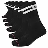 NAVYSPORT Chaussettes de Sport Homme (Lot de 6 Paires) Chaussettes Classiques Hautes en Coussin Épais Coton Homme Femme Unisex Crew Taille: 43-46, (Noir)