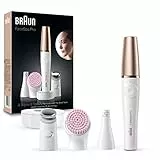 Braun Epilateur Visage Pour Femme FaceSpa Pro SE921 Blanc-Bronze, Epilation Tout-en-Un, Démaquillage Avec Une Brosse Nettoyante Pour Les Peaux Sensibles Et Tête Raffermissante, Portable