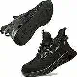 ziitop Baskets de sécurité avec embout en acier pour homme et femme - Antidérapantes - Légères - Protection industrielle - Composite - Chaussures de travail et utilitaires pour homme, Noir , 42.5 EU