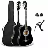 3rd Avenue Xf Pack Guitare Classique enfant Taille Junior 3/4 pour Débutants, Guitare Acoustique avec Cordes en Nylon, Housse, Capodastre et Médiators – Noir