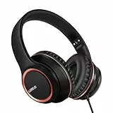 LORELEI X8 Casque filaire avec microphone avec ligne en nylon anti-nœuds de 1,45 m et prise de 3,5 mm, léger, pliable et portable pour smartphone, tablette, ordinateur, MP3/4 (noir sidéral)