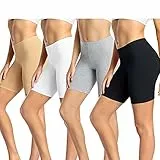wirarpa Anti Frottement Cuisse Femme Short sous Robe Panty Coton Shorty Lot de 4 Multicolore-Noir/Blanc/Gris/Beige,Taille XL