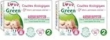 Love & Green - Couches Bébé Saines et Ecologiques - Taille 2 (3-6 kg) - 36 couches - Absorbante, anti-fuites et sans ingrédients indésirables (Lot de 2)