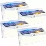 Peasur 368LED Lampe Solaire Exterieur Detecteur de Mouvement, 3 Modes Lumiere Solaire, Étanche Eclairage Solaire pour Mural Jardin Outdoor Garage Cour Blanc Froid [Lot de 4]