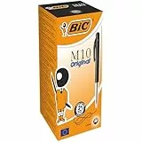 BIC M10 Original Stylos-Bille Rétractables Pointe Moyenne (1,0 mm) - Noir, Boîte de 50