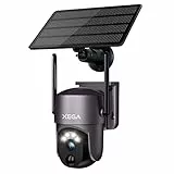 Xega Caméra de sécurité Solaire extérieure sans Fil, caméra de vidéosurveillance PTZ 2K Caméra de Surveillance Wi-FI Vision Nocturne Couleur PIR Détection Humaine Audio bidirectionnel