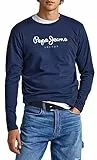 Pepe Jeans Eggo T-shirt pour Homme Slim Fit Manches Longues Bleu