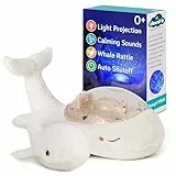 Cloud b Veilleuse musicale Tranquil Whale Family – Blanche | Projecteur de fonds marins | 2 sons apaisants | Dès la naissance | Minuteur