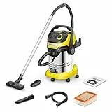 Kärcher WD 6 P S V-30/6/22/T Aspirateur Eau et Poussières, Prise de Courant, Fonction de Nettoyage du Filtre, Jaune, 1300 W, Cuve : 30 l et Bouchon de Vidange, Tube d'Aspiration : 2,2 m