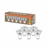 Osram Lampes LED très efficaces avec classe d'efficacité énergétique A, Pack avantage avec 5 ampoules, remplace les lampes réflectrices 50W, blanc chaud (2700K), E27, verre