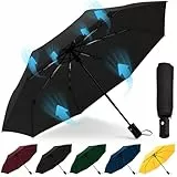 HEXSOLID Parapluie Resistant Vent Fort Nouveau Automatique Parapluie Solide Grande Taille Incassable Résistant aux intempéries Voyage Portable Compact Parapluie Pour Homme et Femme (Noir, 92cm)