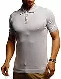 Leif Nelson LN7400 - Polo basique pour homme - T-shirt d'été - Coupe ajustée - En maille fine - Blanc et noir - Manches courtes, gris clair, S