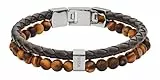 Fossil Bracelet Pour Homme Vintage Casual, Longueur Intérieure : 180mm - 195mm Bracelet En Cuir Marron, JF03118040