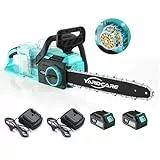 YARDCARE Tronçonneuse sans Fil 16 Pouces avec Écran LED, tronçonneuse à batterie avec 2 Batteries YARDCARE 4Ah, Tension de Chaîne sans Outil, 20 m/s, Indicateur d’Huile et Lubrification Automatique