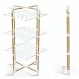 vounot® Séchoir à Linge Tour Pliable à 3 Niveaux Etendoir Linge Grande Capacité 25m de Séchage Séchoir Tancarville avec 4 roulettes 2 Ailes latérales pour Usage Intérieur et Extérieur Blanc