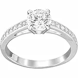 Swarovski Bague Attract, Coupe ronde, Pavé, Blanche, Métal rhodié