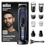 Braun Tondeuse Electrique Tout-En-Un Series 7 MGK7410, Kit 10-En-1 Avec Sabot Pour Zones Sensibles Et Rasoir Gillette, Coffret De Rasage Avec Accessoires, Conçue Pour Raser Barbe, Cheveux Et Corps