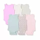 Amazon Essentials Body sans Manche Mixte Bébé, Lot de 6, Fleuri/Rose, 18 mois