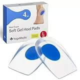 YOGAMEDIC Coussinets de talon pour chaussures, éperons de talon, lot de 4 semel orthopédiques en gel, coussin de talon pour tendon d'Achille, fasciite plantaire, semelle intérieure(taille 40-45)