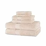 Amazon Basics Serviettes de 2 Bain, 2 essuie-Mains et 2 Petites Serviettes en Coton, résistant à la décoloration, Lot de 6, Rose Fard À Joues
