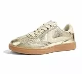 LUCKY STEP Baskets Femme Rétro – Sneakers Mode Classiques, Antidérapants et Confortables pour Marche et Skate (Or, 7US-37EU-4UK)