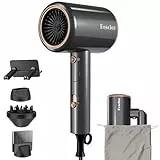Sèche-cheveux ionique 2400W [2025 Nouveau] avec sac de rangement et support, séchage rapide, léger et compact, avec bouton chaud/froid, 3 chauffages, 3 vitesses/sèche-cheveux de salon avec 3 embouts