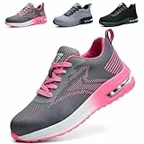 WUAYAMI Chaussures de Sécurité Hommes Femmes Baskets de Secruite Légère Chaussure de Travail Confortable Respirantes Chaussure de Chantier Antidérapantes, Rose, 39 EU
