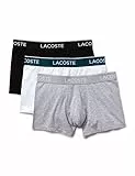 Lacoste Homme Boxers 5H3389, Monsieur Ensemble de 3,sous-vêtements,Pantalons,Shorts,Basiques,Courts,Black/White-Silver Chine (NUA),Large (L)