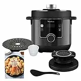 Moulinex CE7788 Turbo Cuisine et Fry Multicuiseur, Couvercle Turbo-Crisp multifonction, 15 programmes automatiques, Cuisson sous pression, Application, Louche incluse, Noir