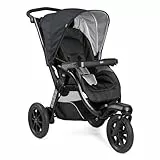 Chicco, Poussette Activ3 à 3 roues, fonctionnelle et facile à conduire sur tous les terrains, siège large, dossier inclinable, fermeture rapide et pratique, amortisseurs réglables, 0 mois plus, noir