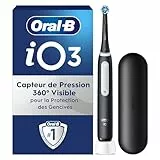 Oral-B iO Series 3 Brosse à dents électrique avec 3 modes de brossage pour les soins dentaires, technologie magnétique, étui de voyage, conçu par Braun, noir mat