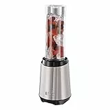 Russell Hobbs Blender Smoothie [Portable, Compact, Léger] Mixeur (Puissant, 1 gourde portable 600ml + couvercle inclus sans BPA, Smoothie, Shaker protéine, lames en acier inox,lave-vaisselle) 23472-56
