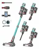 Dsoope YU7 Aspirateur Balai sans Fil 580W/47Kpa/70Min, Aspirateur sans Fil Puissant avec Écran Tactile LED et Support de Charge Murale, Brosse Anti-Emmêlement pour Tapis, Sols Durs et Poils d'animaux