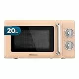 Cecotec Micro-Ondes Mécanique Proclean 3010 Retro Beige. 20 L, 700 W en 6 niveaux, minuterie jusqu'à 30 minutes, mode dégivrage, design vintage en beige, finitions en acier.