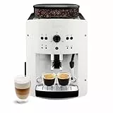 KRUPS Machine à café broyeur grain, 2 expresso simultanés, Nettoyage automatique, Buse vapeur Cappuccino, Essential blanche EA810570