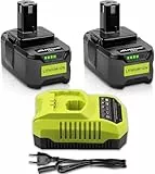 2pièce RB18L50 18V 5,5Ah Batterie de Remplacement pour Ryobi Batterie + 1pièce 9,6V-18V 3A pour Ryobi Lithium-Ionen & Ni-Mh Chargeur BCL14181H