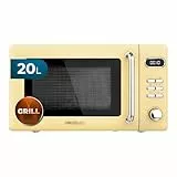 Cecotec Micro-Ondes Digital avec Grill Proclean 5110 Retro Jaune. 20 L, 700 W en 5 niveaux, minuterie jusqu'à 60 min, 8 programmes et mode dégivrage, design vintage en jaune