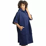 HOMELEVEL Poncho de surf unisexe - Peignoir de plage en coton avec poche et capuche - Robe sortie de bain cape pour adulte homme femme