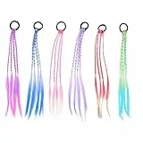 UEAVOID 6 pièces Extensions de Cheveux Colorés pour Filles, Tresses Mèche Cheveux, Rajout Cheveux, pour Femmes Filles, Party Festival Cosplay Dressup, corde élastique (Coloré)