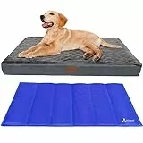 vounot® Coussin pour Chien Dehoussable en Mousse avec Tapis Refraichissant 2 en 1 Matelas Lit Lavable et Tapis de Refroidissement Panier Grande Taille 91x70x9cm