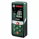 Bosch Home and Garden télémètre laser PLR 30 C (avec application dédiée, portée : 0,05–30 m, précision : ± 2 mm, dans boîte en carton) Vert
